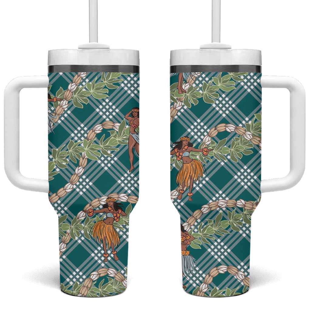 Teal Palaka Hula Girls Seamless Hawaii Aloha Tumbler With Handle - Polynesian Pride