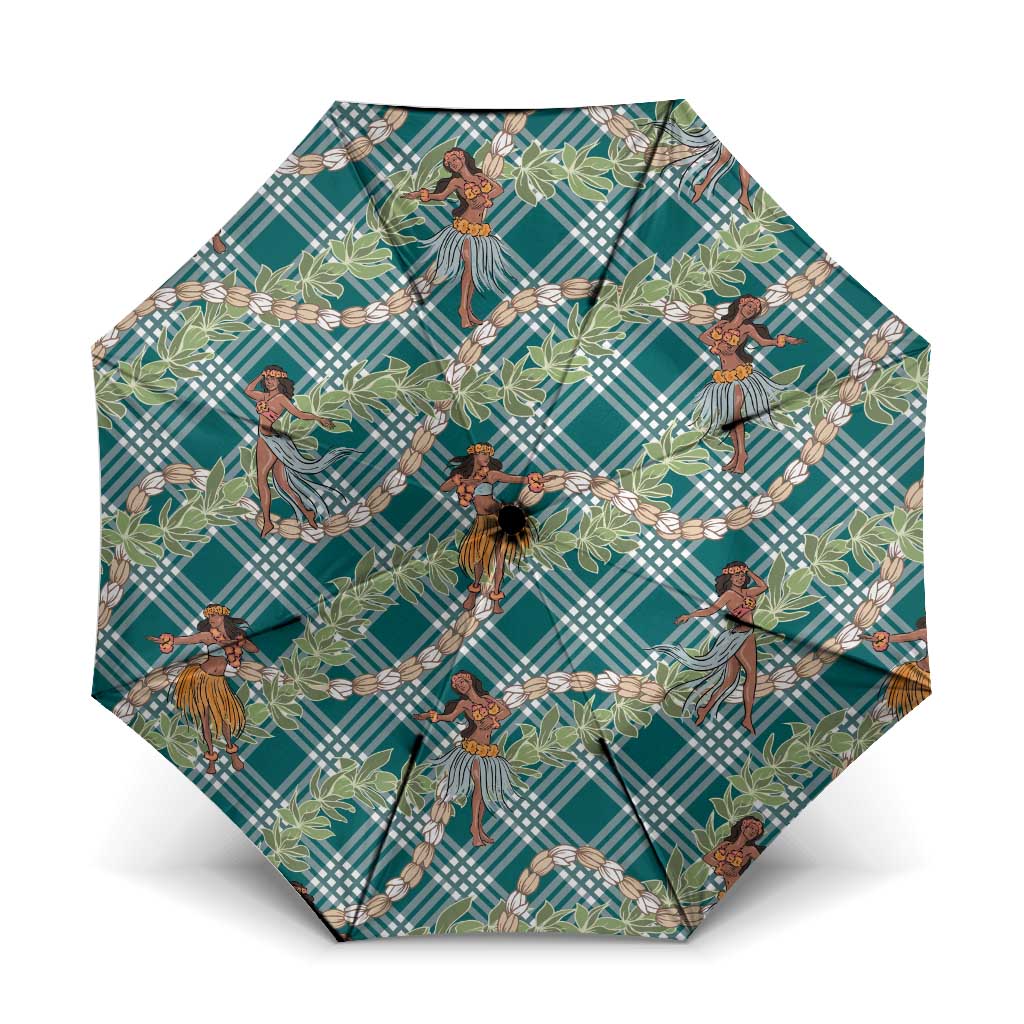 Teal Palaka Hula Girls Seamless Hawaii Aloha Umbrella LT7 One Size Folded 11.42 inch Opened Diameter 37.4 inch Teal - Polynesian Pride