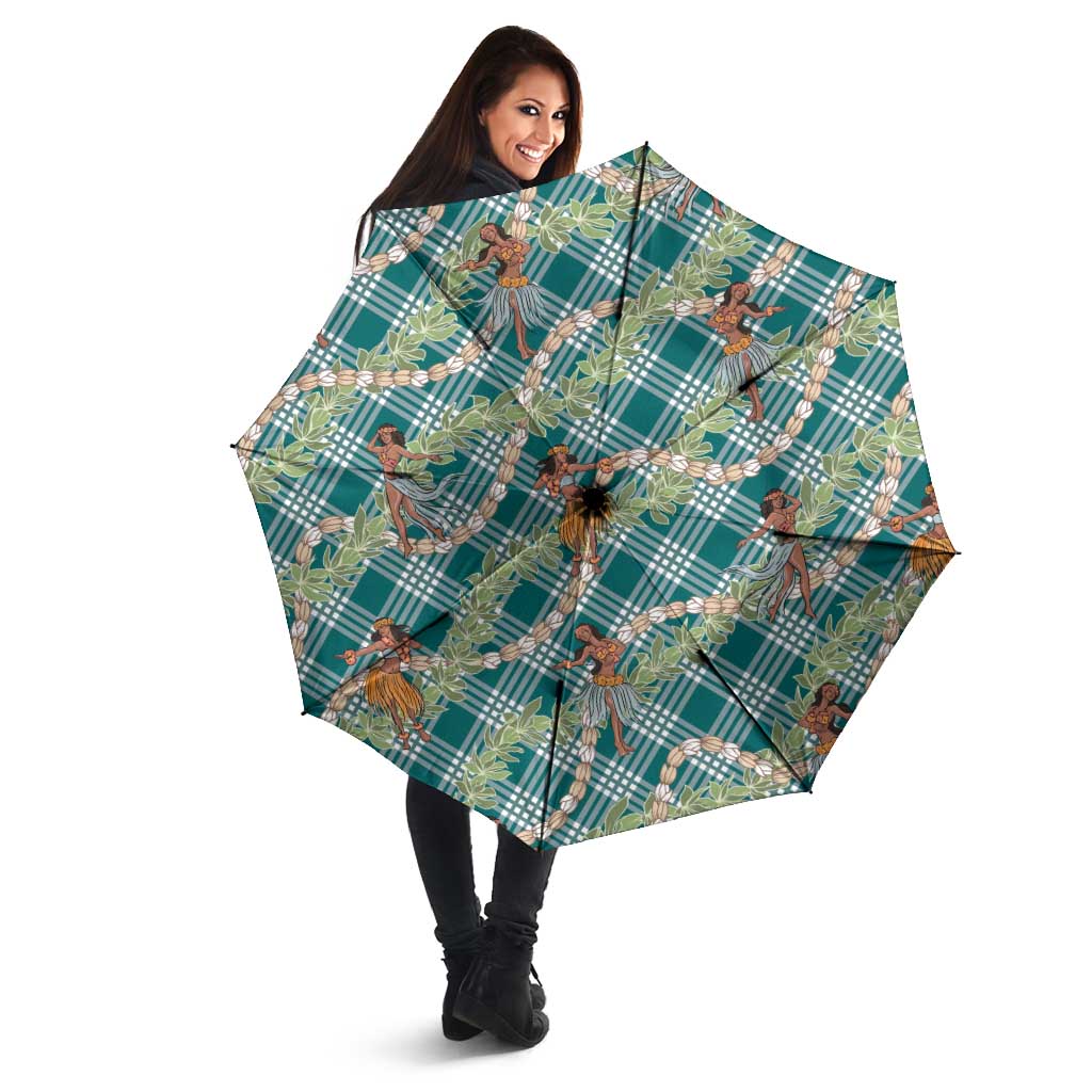 Teal Palaka Hula Girls Seamless Hawaii Aloha Umbrella LT7 - Polynesian Pride
