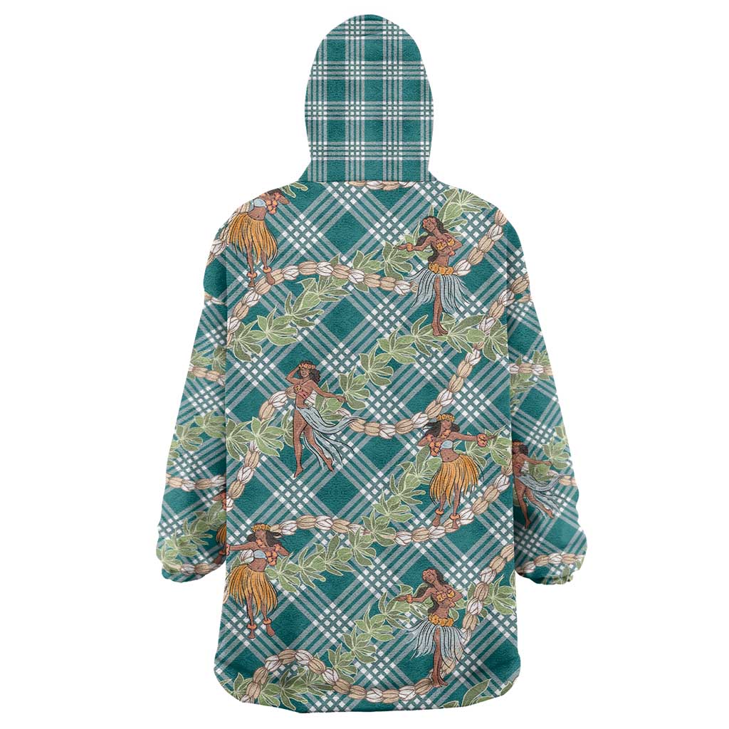 Teal Palaka Hula Girls Seamless Hawaii Aloha Wearable Blanket Hoodie LT7 - Polynesian Pride