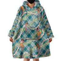 Teal Palaka Hula Girls Seamless Hawaii Aloha Wearable Blanket Hoodie LT7 - Polynesian Pride