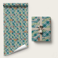 Teal Palaka Hula Girls Seamless Hawaii Aloha Wrapping Paper LT7 58" × 23" Teal - Polynesian Pride