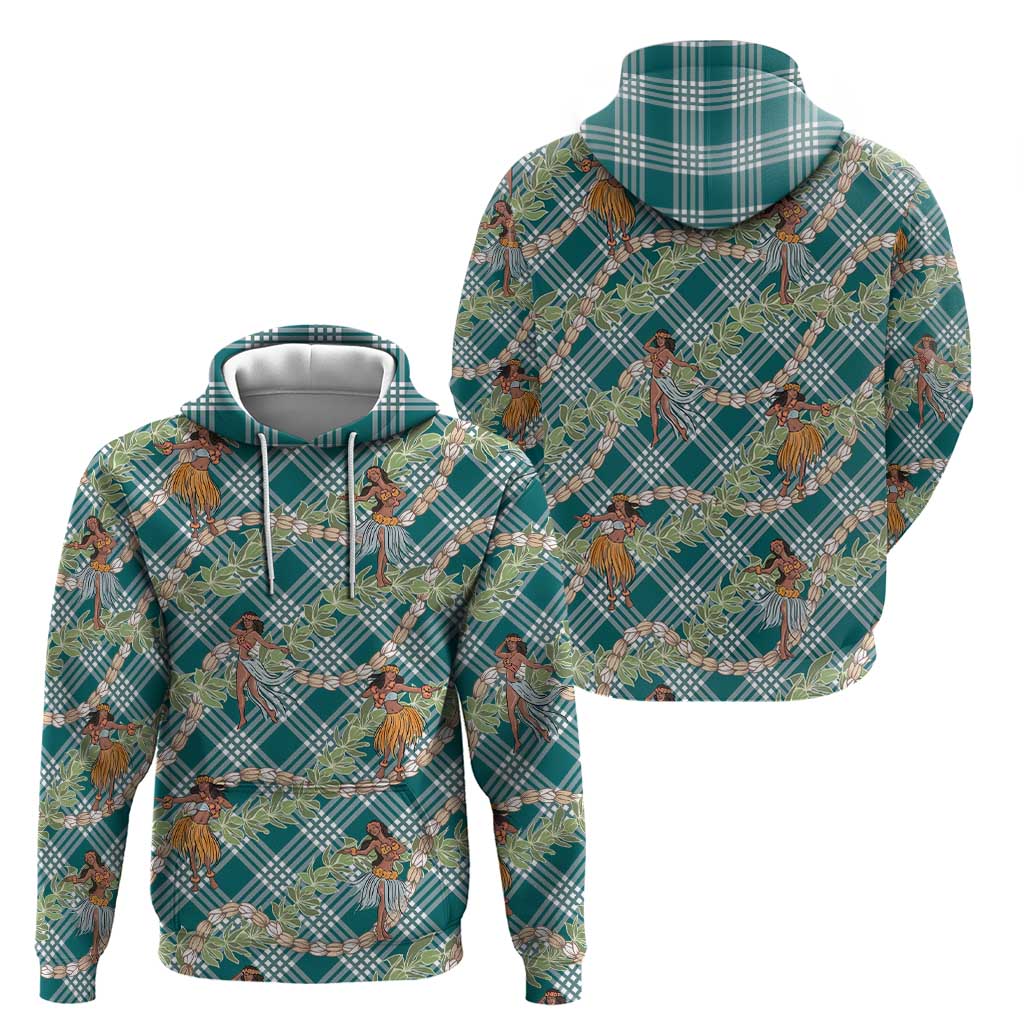 Teal Palaka Hula Girls Seamless Hawaii Aloha Zip Hoodie - Polynesian Pride