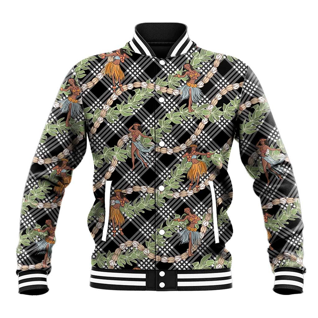 Sable Palaka Hula Girls Seamless Hawaii Aloha Baseball Jacket LT7 Unisex Black - Polynesian Pride