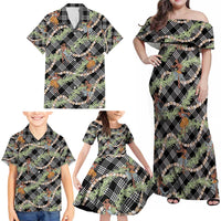 Sable Palaka Hula Girls Seamless Hawaii Aloha Family Matching Off Shoulder Maxi Dress and Hawaiian Shirt - Polynesian Pride