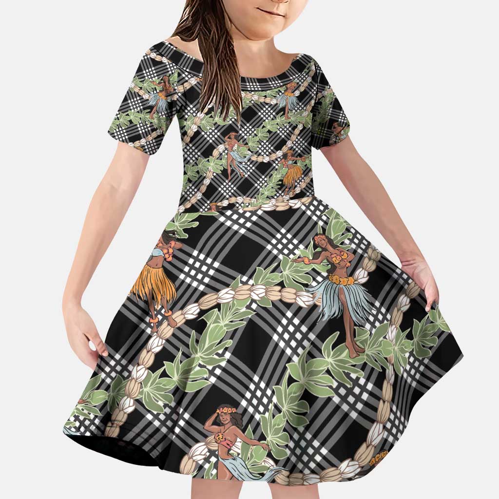 Sable Palaka Hula Girls Seamless Hawaii Aloha Family Matching Puletasi and Hawaiian Shirt - Polynesian Pride