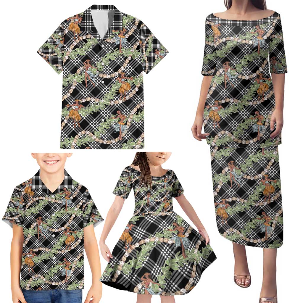 Sable Palaka Hula Girls Seamless Hawaii Aloha Family Matching Puletasi and Hawaiian Shirt - Polynesian Pride