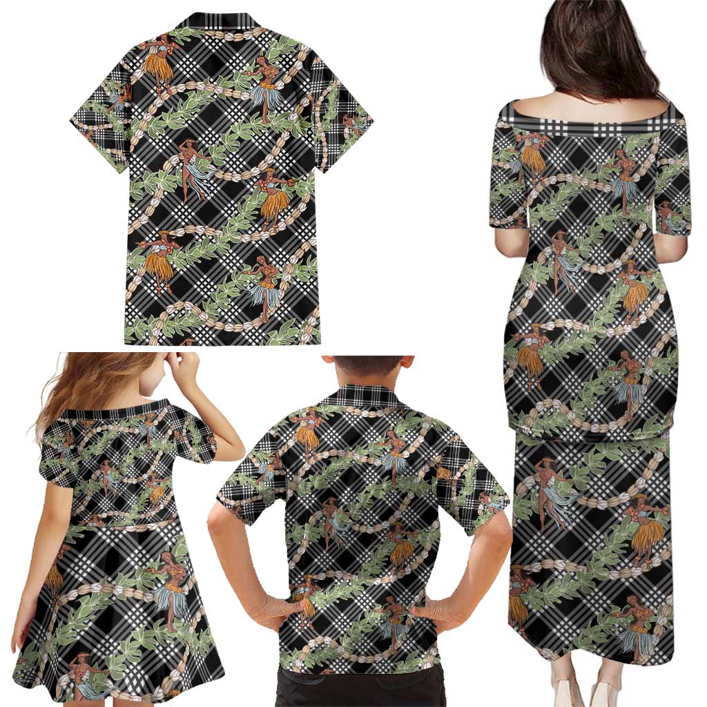 Sable Palaka Hula Girls Seamless Hawaii Aloha Family Matching Puletasi and Hawaiian Shirt - Polynesian Pride