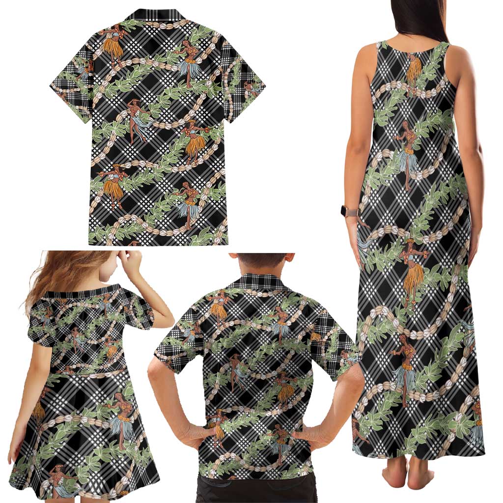 Sable Palaka Hula Girls Seamless Hawaii Aloha Family Matching Tank Maxi Dress and Hawaiian Shirt - Polynesian Pride