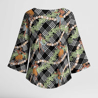 Sable Palaka Hula Girls Seamless Hawaii Aloha Kimono Sleeve Blouse - Polynesian Pride
