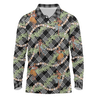Sable Palaka Hula Girls Seamless Hawaii Aloha Long Sleeve Polo Shirt - Polynesian Pride