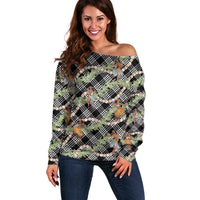 Sable Palaka Hula Girls Seamless Hawaii Aloha Off Shoulder Sweater - Polynesian Pride