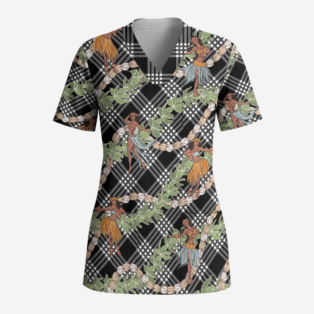 Sable Palaka Hula Girls Seamless Hawaii Aloha Scrub Top - Polynesian Pride