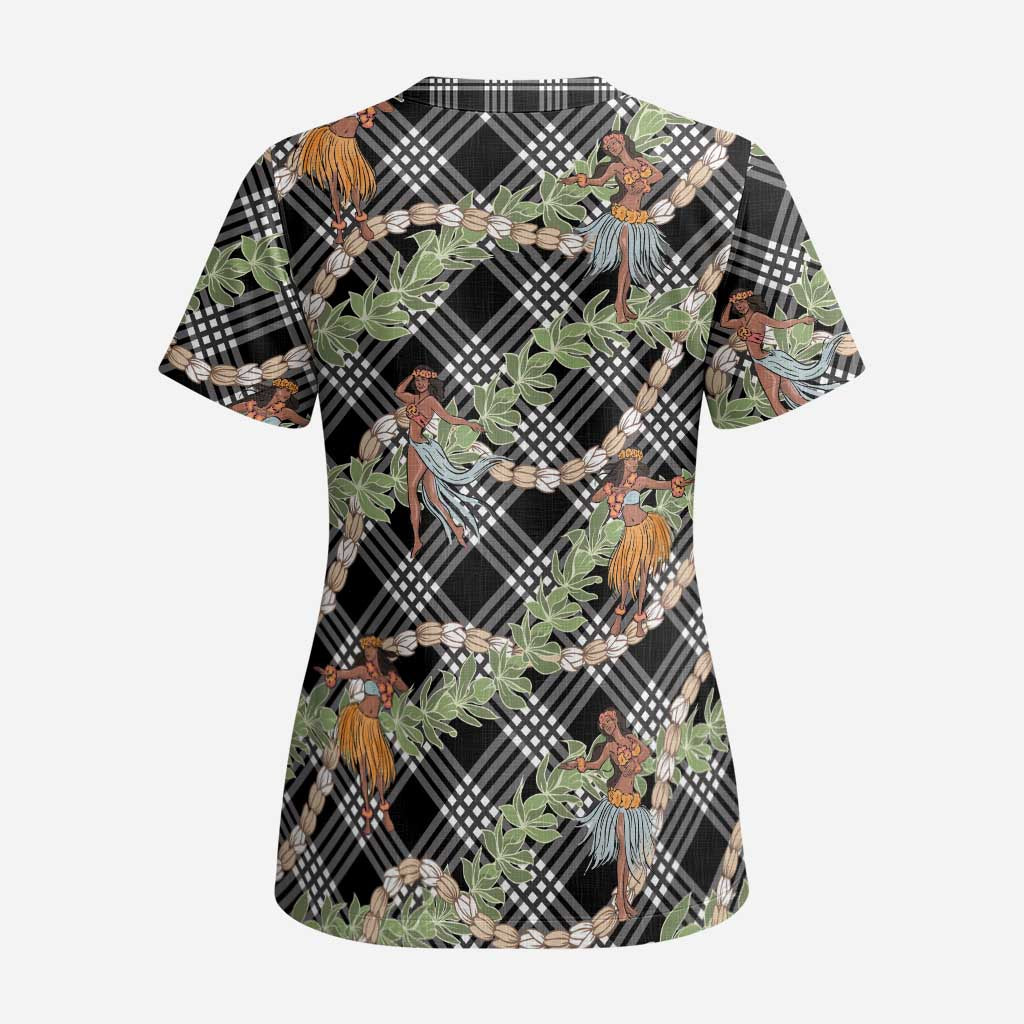 Sable Palaka Hula Girls Seamless Hawaii Aloha Scrub Top - Polynesian Pride