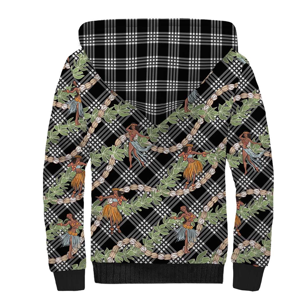 Sable Palaka Hula Girls Seamless Hawaii Aloha Sherpa Hoodie - Polynesian Pride