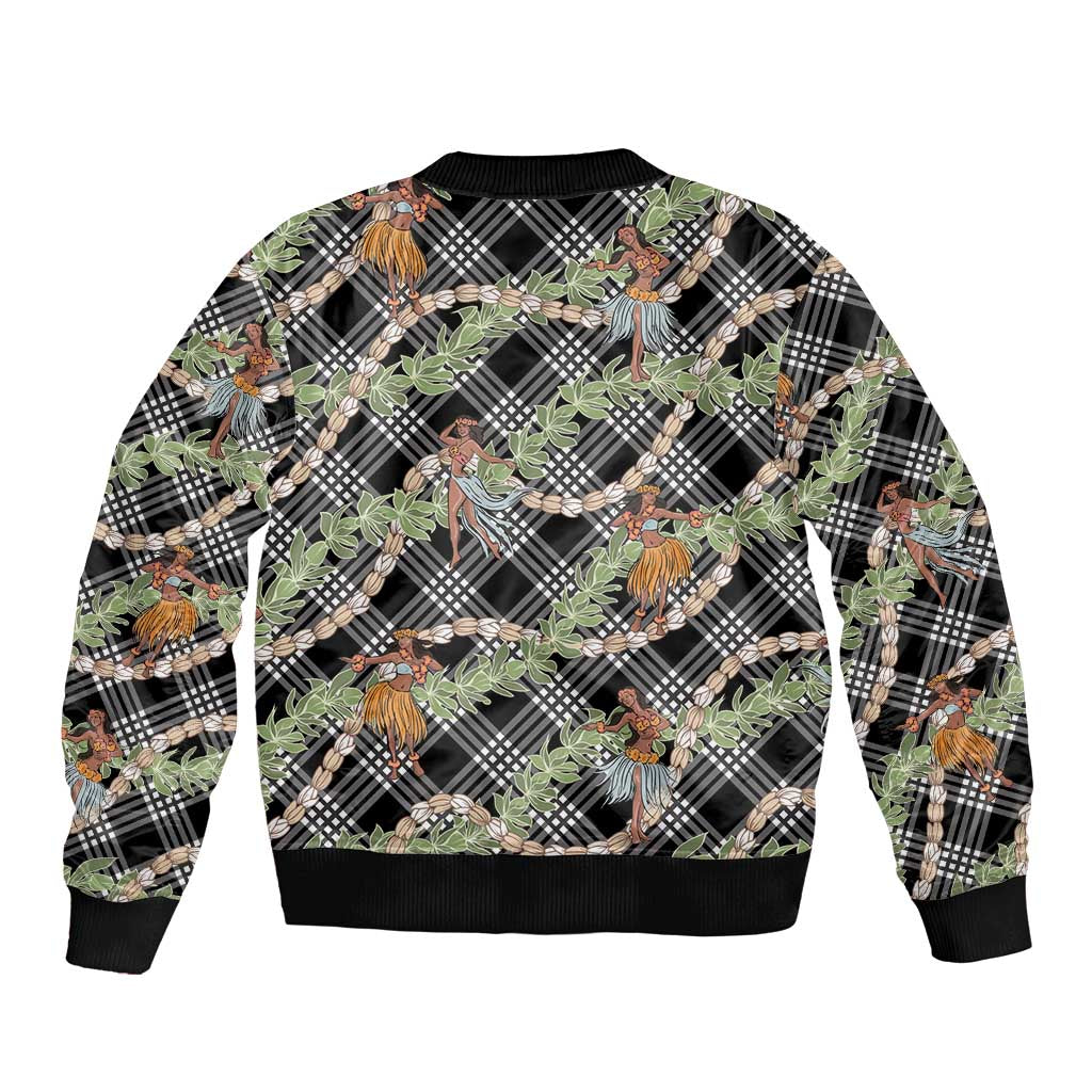 Sable Palaka Hula Girls Seamless Hawaii Aloha Sleeve Zip Bomber Jacket - Polynesian Pride