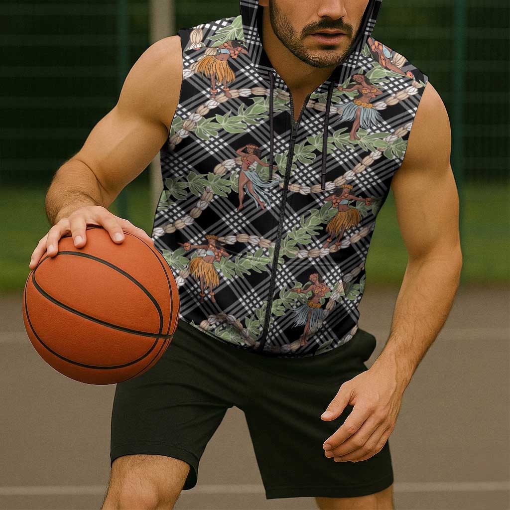 Sable Palaka Hula Girls Seamless Hawaii Aloha Sleeveless Zip Hoodie - Polynesian Pride