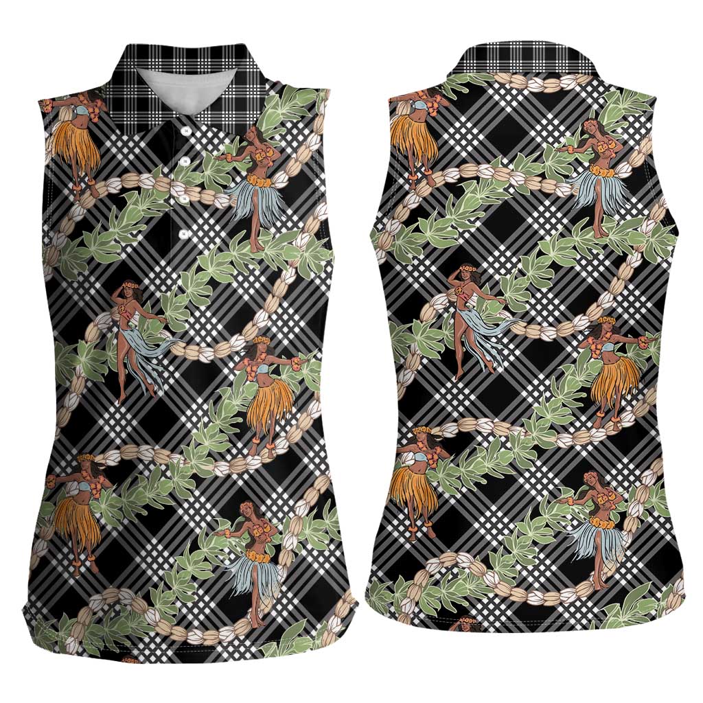 Sable Palaka Hula Girls Seamless Hawaii Aloha Women Sleeveless Polo Shirt - Polynesian Pride