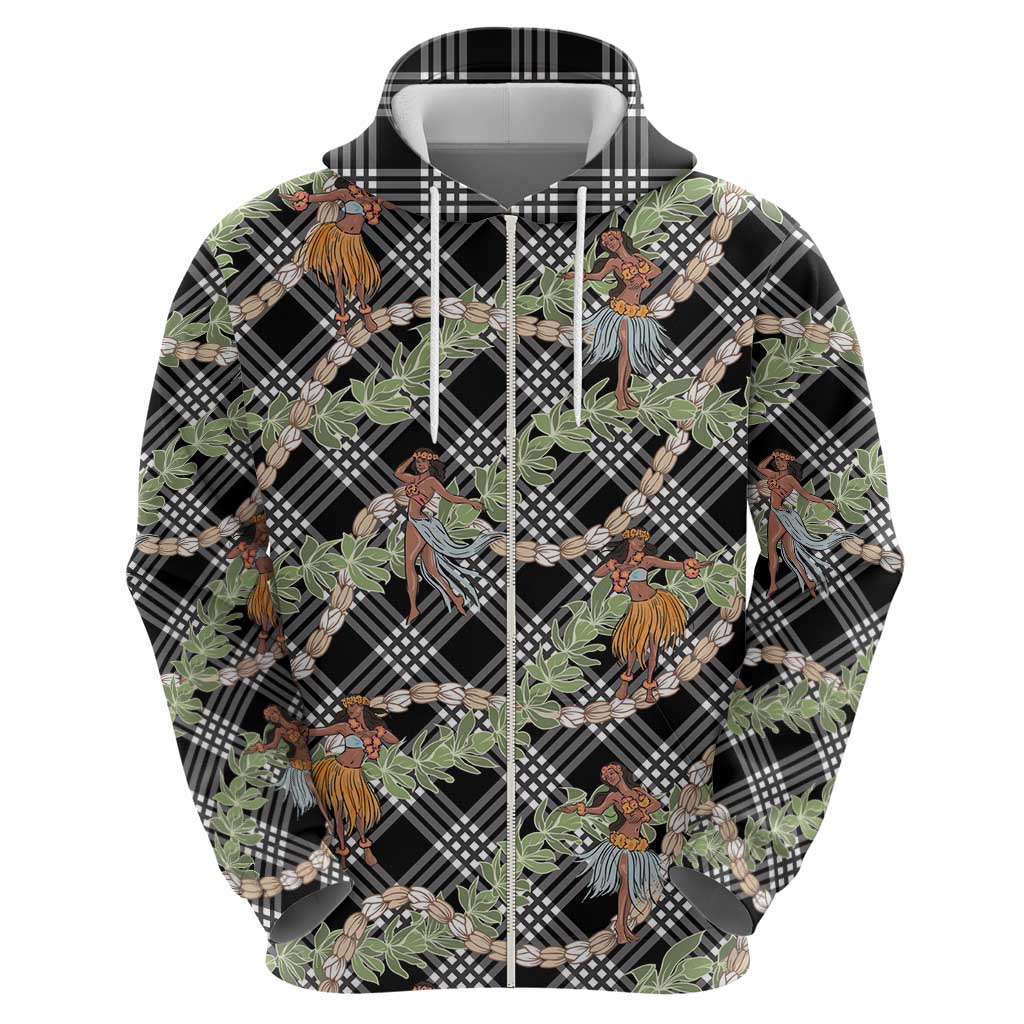 Sable Palaka Hula Girls Seamless Hawaii Aloha Zip Hoodie - Polynesian Pride