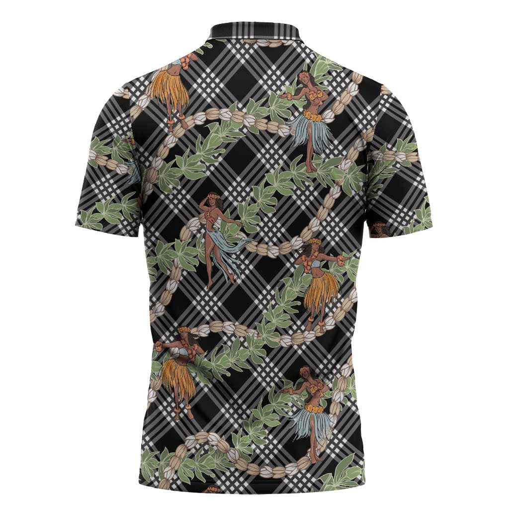 Sable Palaka Hula Girls Seamless Hawaii Aloha Zipper Polo Shirt - Polynesian Pride