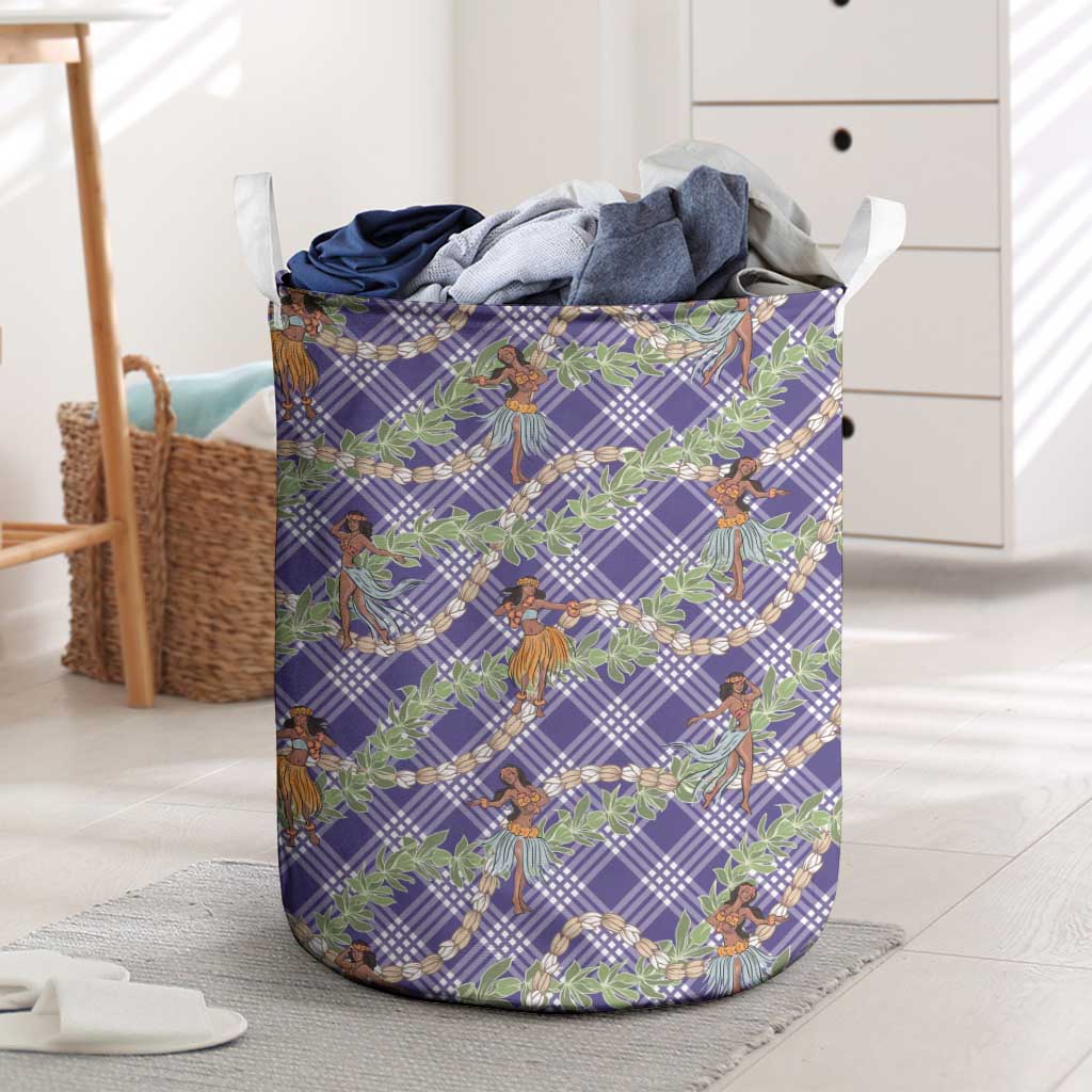 Lavender Palaka Hula Girls Seamless Hawaii Aloha Laundry Basket - Polynesian Pride