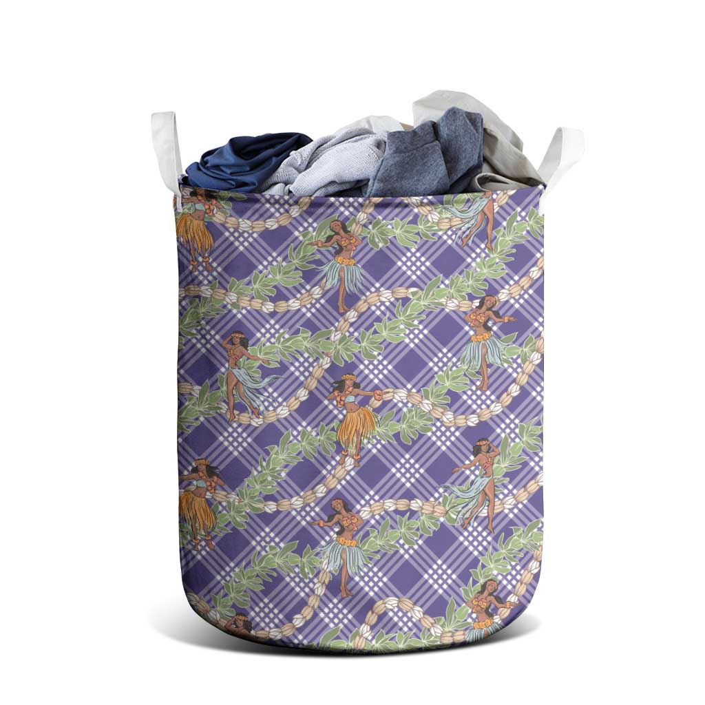 Lavender Palaka Hula Girls Seamless Hawaii Aloha Laundry Basket - Polynesian Pride