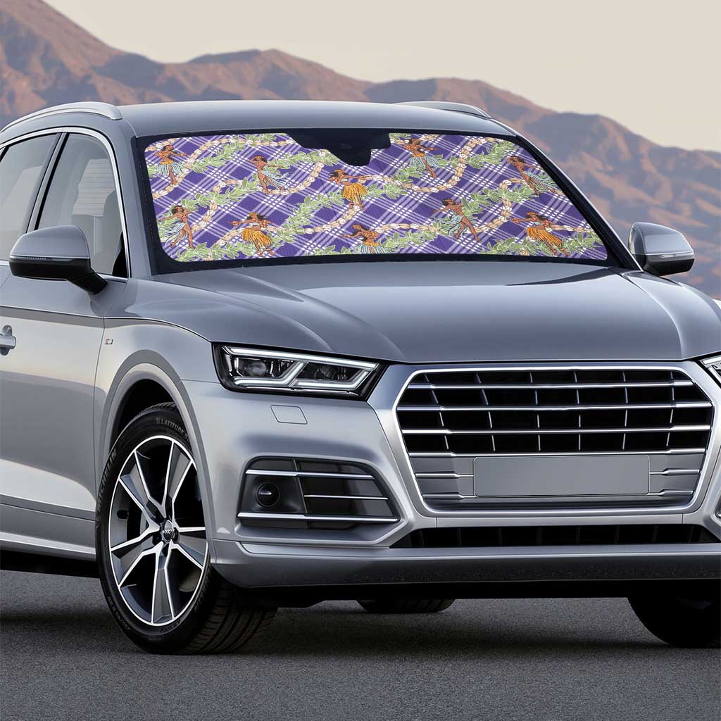 Lavender Palaka Hula Girls Seamless Hawaii Aloha Auto Sun Shade - Polynesian Pride