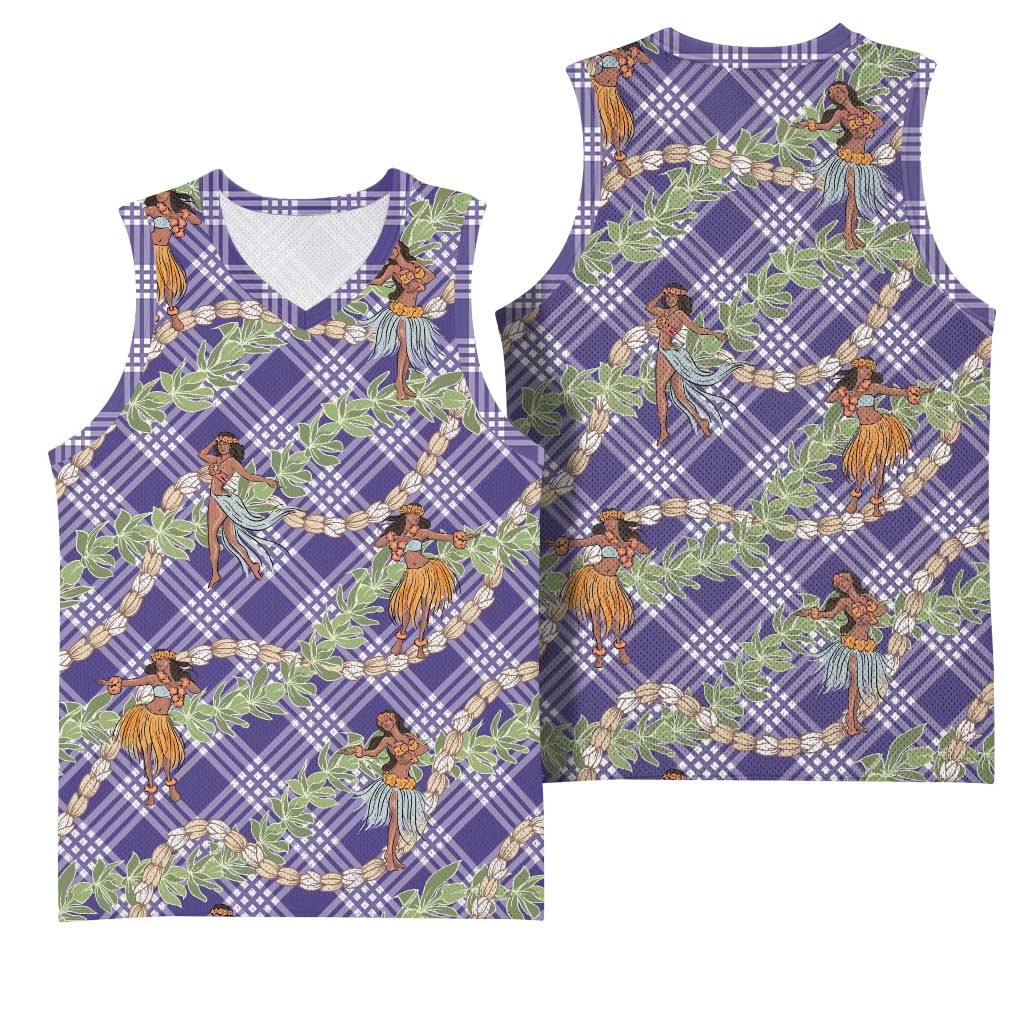 Lavender Palaka Hula Girls Seamless Hawaii Aloha Basketball Jersey - Polynesian Pride
