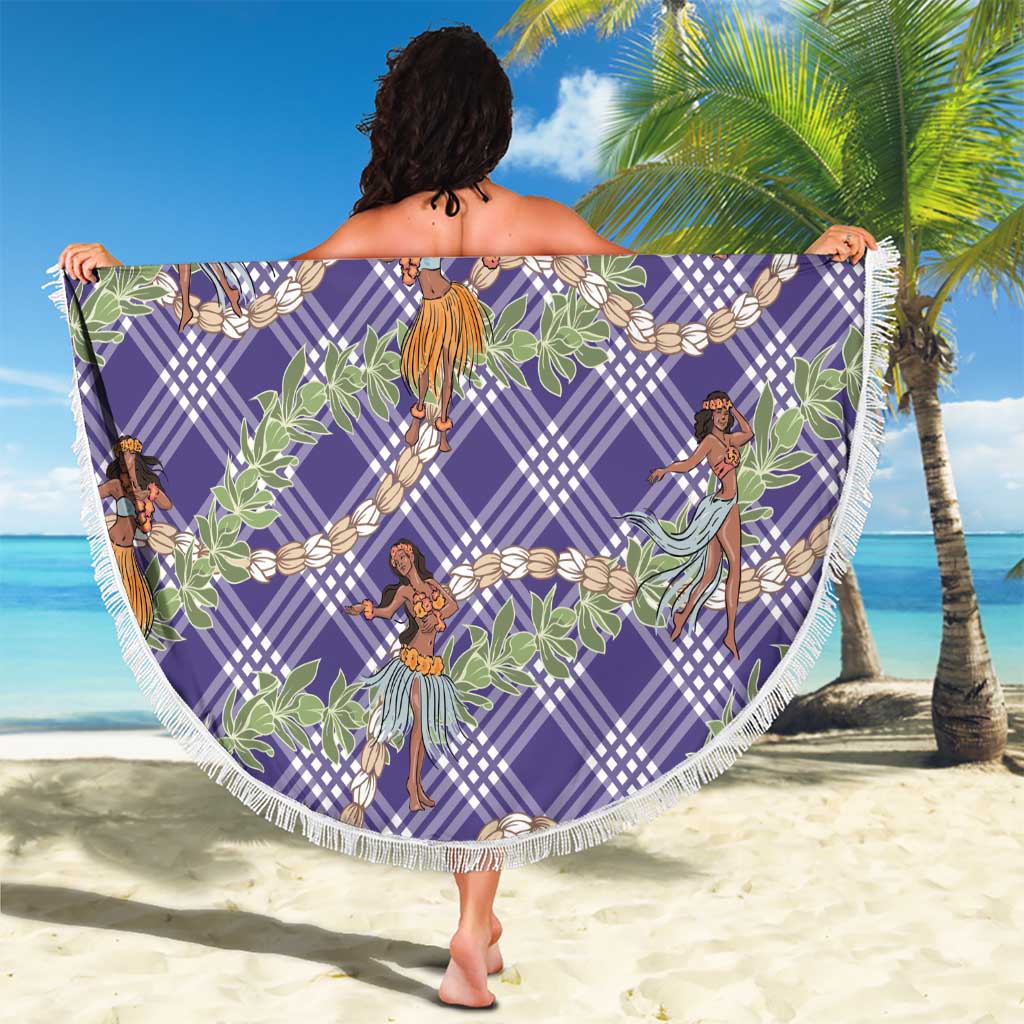 Lavender Palaka Hula Girls Seamless Hawaii Aloha Beach Blanket - Polynesian Pride