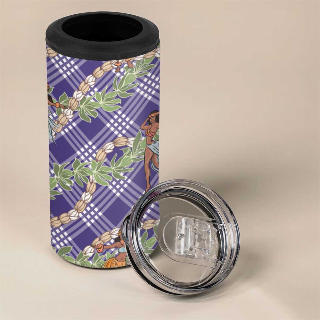 Lavender Palaka Hula Girls Seamless Hawaii Aloha 4 in 1 Can Cooler Tumbler - Polynesian Pride