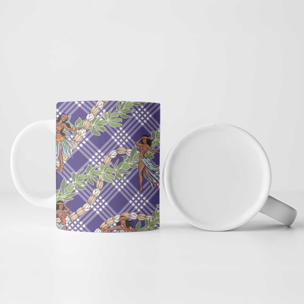 Lavender Palaka Hula Girls Seamless Hawaii Aloha Ceramic Mug - Polynesian Pride