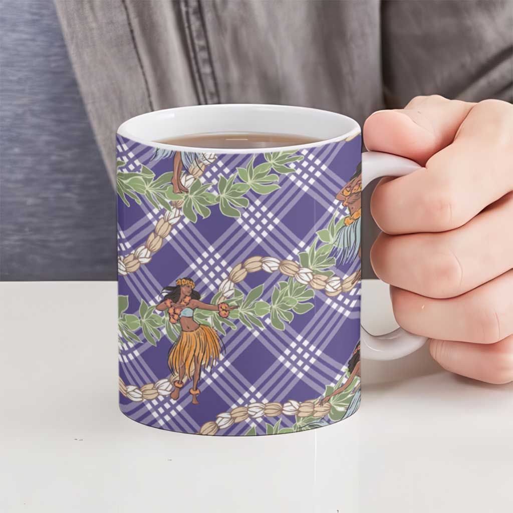 Lavender Palaka Hula Girls Seamless Hawaii Aloha Ceramic Mug - Polynesian Pride