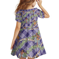 Lavender Palaka Hula Girls Seamless Hawaii Aloha Family Matching Mermaid Dress and Hawaiian Shirt - Polynesian Pride