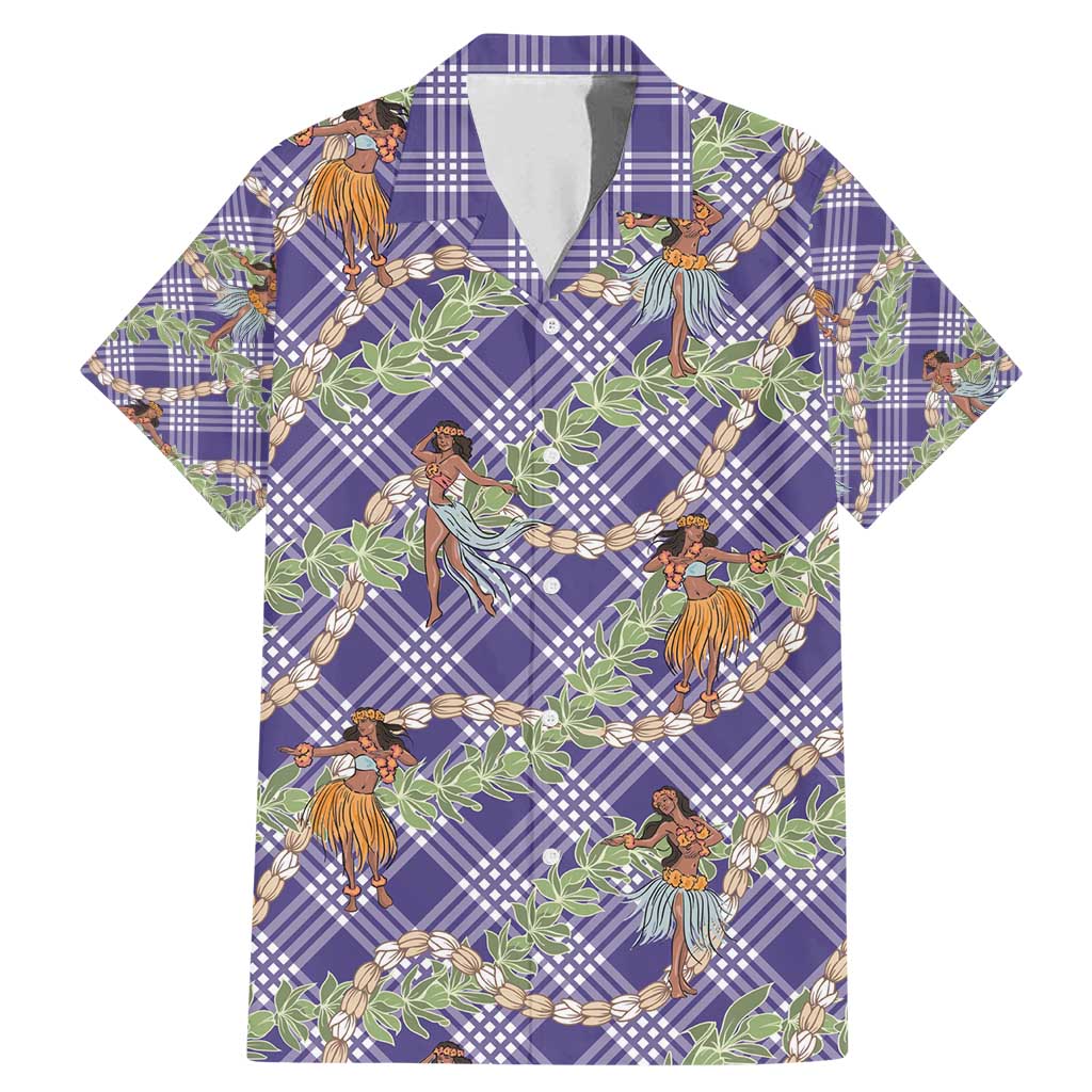 Lavender Palaka Hula Girls Seamless Hawaii Aloha Family Matching Mermaid Dress and Hawaiian Shirt - Polynesian Pride