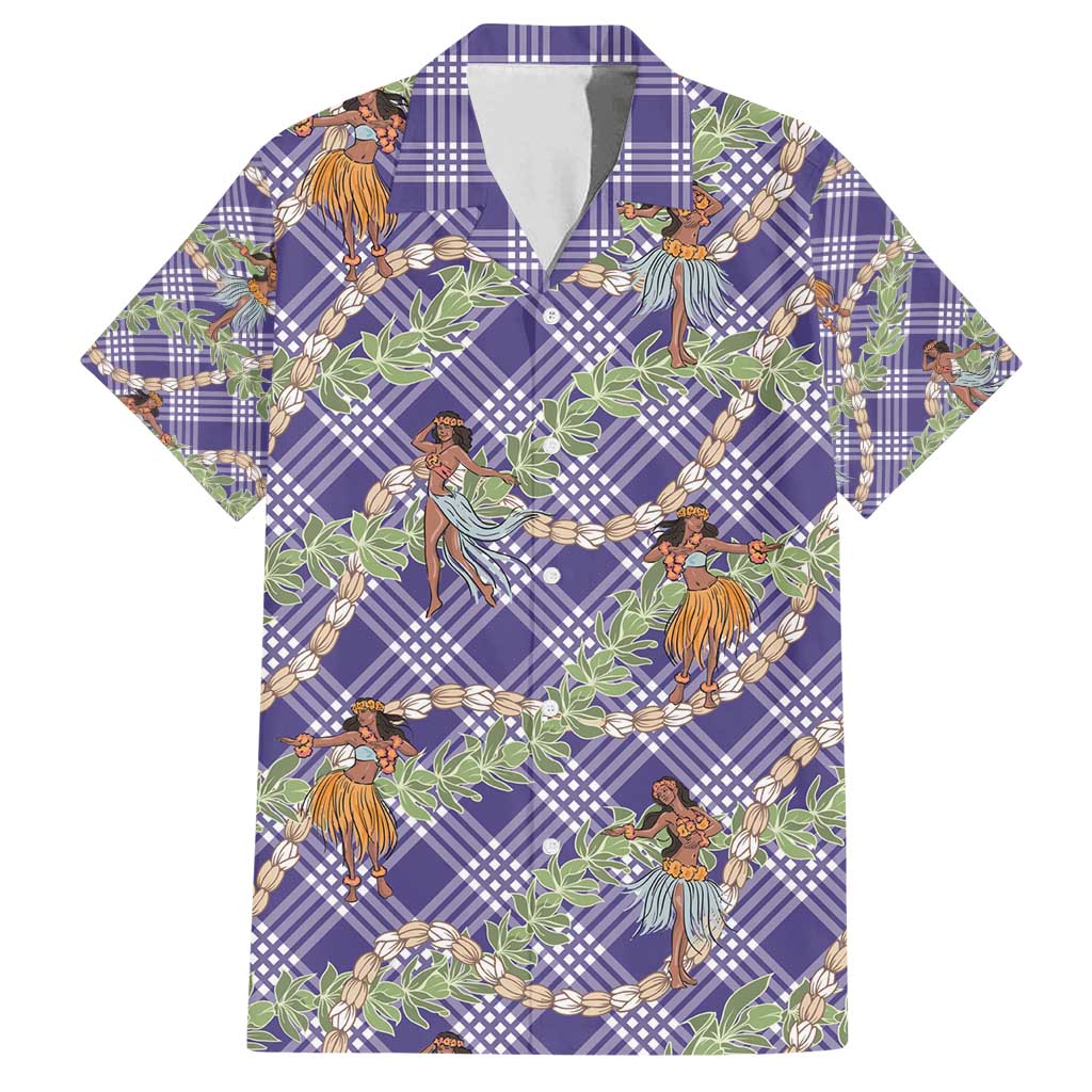 Lavender Palaka Hula Girls Seamless Hawaii Aloha Family Matching Puletasi and Hawaiian Shirt - Polynesian Pride