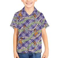 Lavender Palaka Hula Girls Seamless Hawaii Aloha Family Matching Puletasi and Hawaiian Shirt - Polynesian Pride