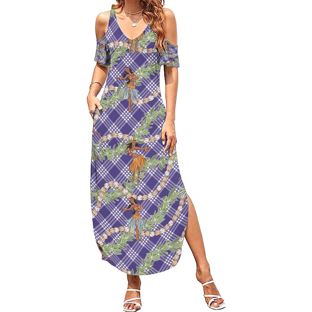 Lavender Palaka Hula Girls Seamless Hawaii Aloha Family Matching Summer Maxi Dress and Hawaiian Shirt - Polynesian Pride