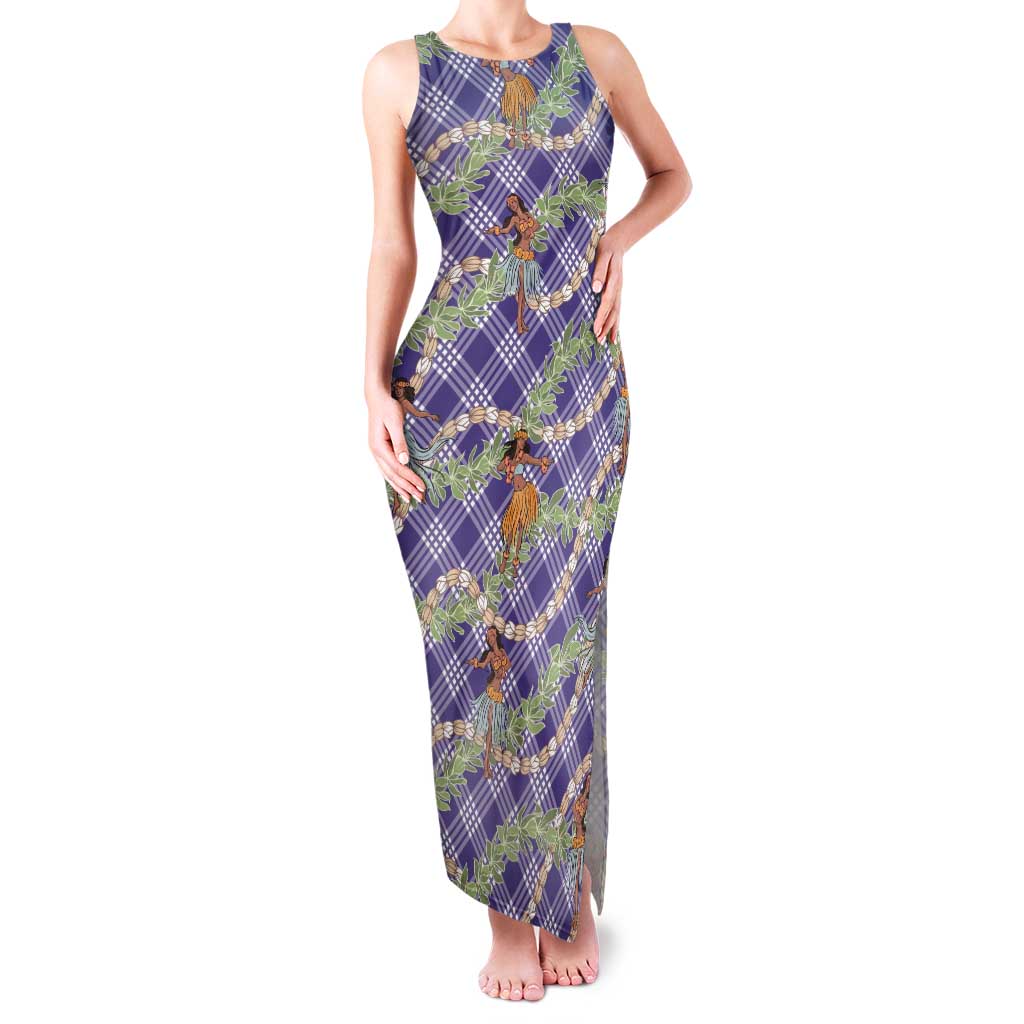 Lavender Palaka Hula Girls Seamless Hawaii Aloha Family Matching Tank Maxi Dress and Hawaiian Shirt - Polynesian Pride