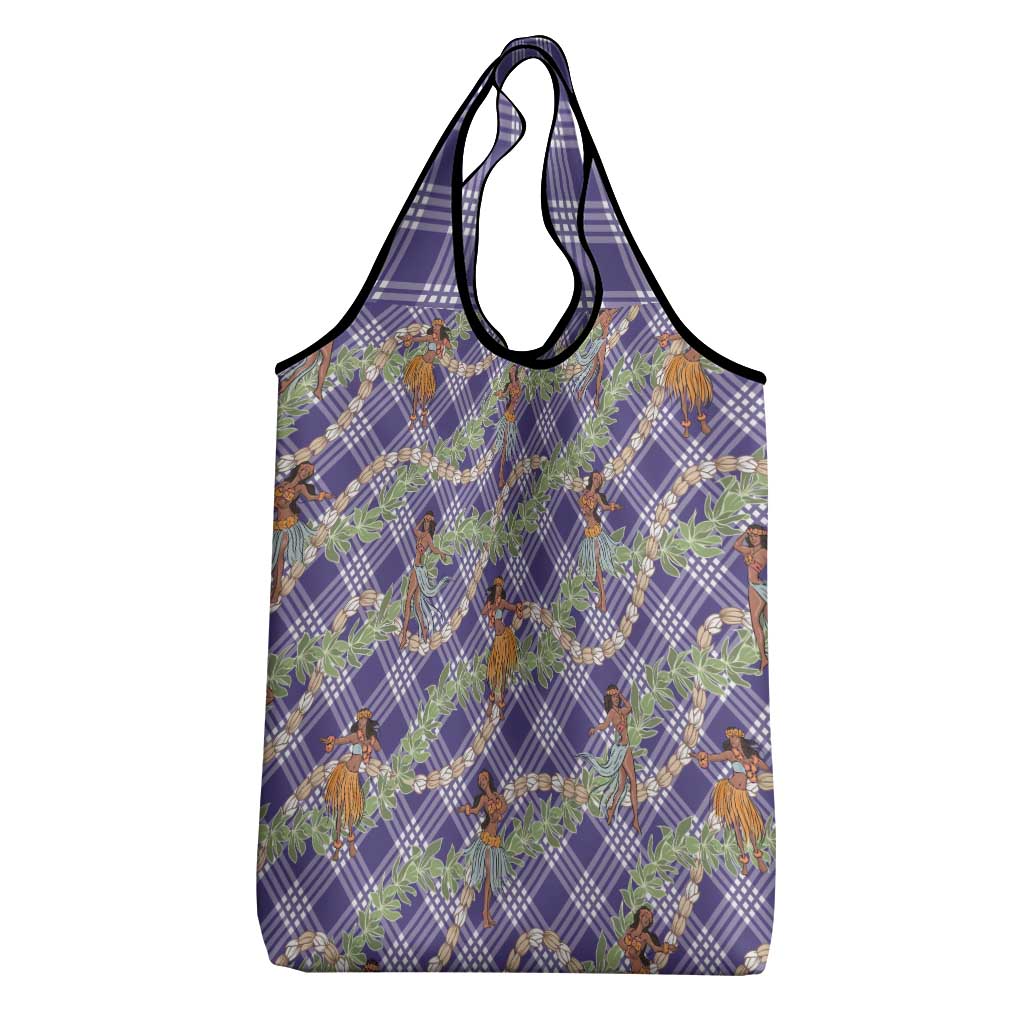Lavender Palaka Hula Girls Seamless Hawaii Aloha Grocery Bag - Polynesian Pride