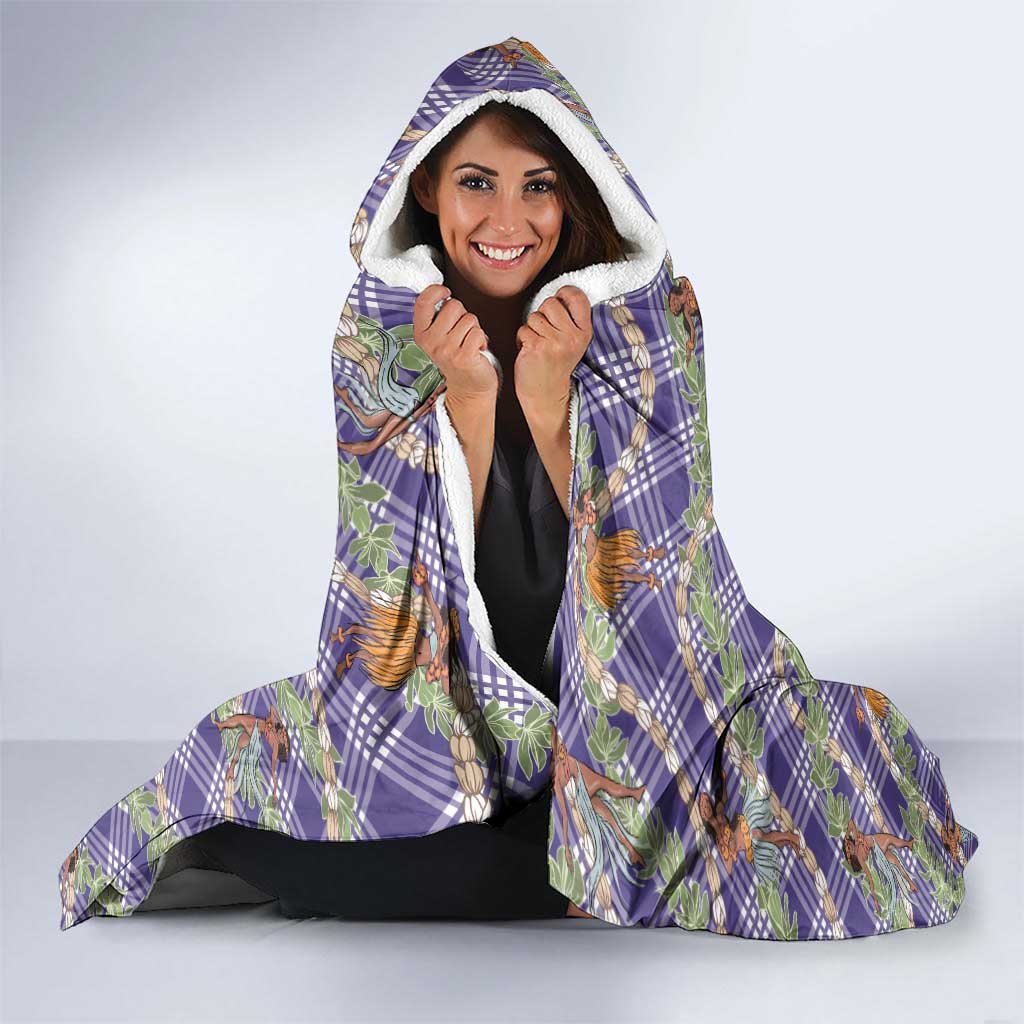 Lavender Palaka Hula Girls Seamless Hawaii Aloha Hooded Blanket - Polynesian Pride
