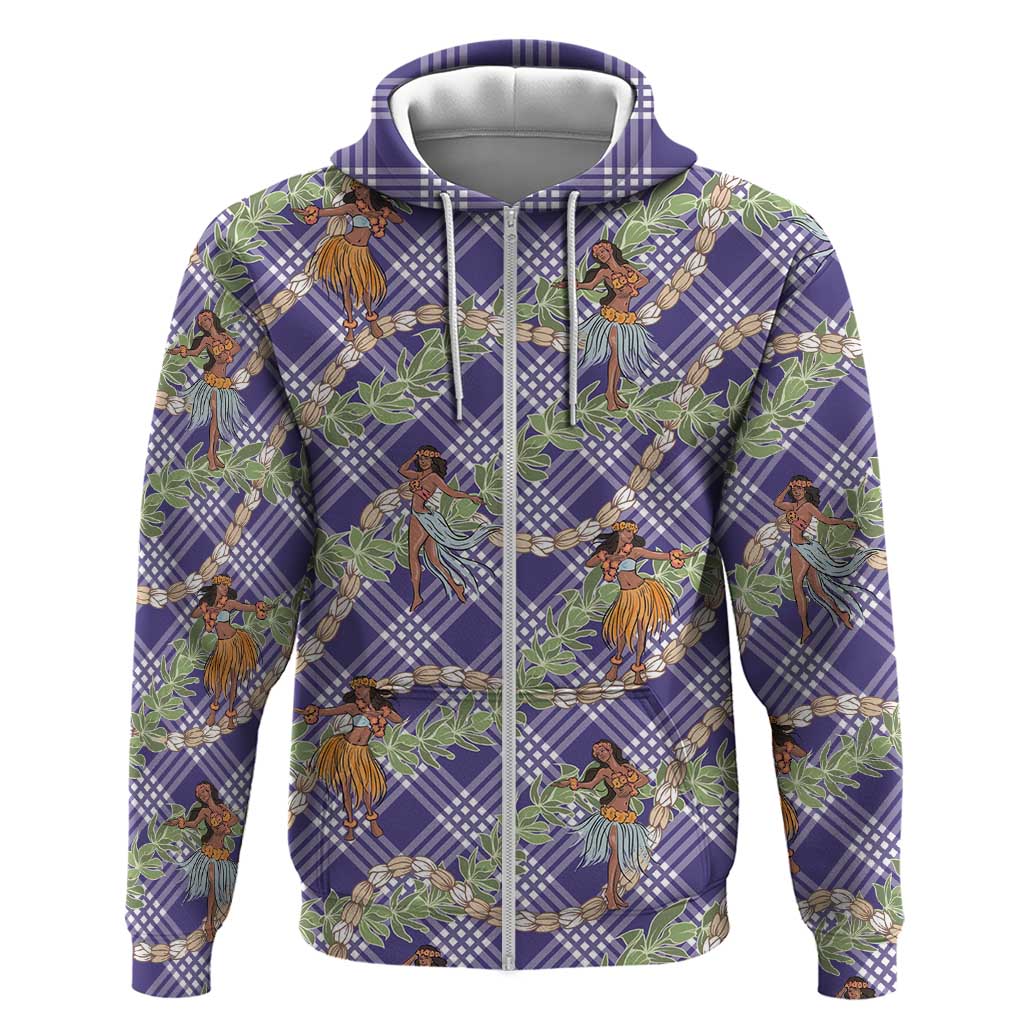 Lavender Palaka Hula Girls Seamless Hawaii Aloha Hoodie - Polynesian Pride