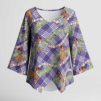 Lavender Palaka Hula Girls Seamless Hawaii Aloha Kimono Sleeve Blouse - Polynesian Pride