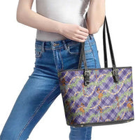 Lavender Palaka Hula Girls Seamless Hawaii Aloha Leather Tote Bag - Polynesian Pride