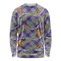 Lavender Palaka Hula Girls Seamless Hawaii Aloha Long Sleeve Shirt - Polynesian Pride