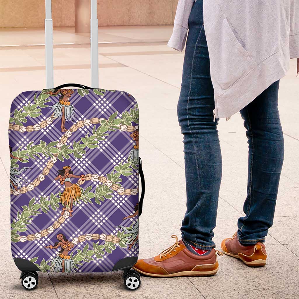 Lavender Palaka Hula Girls Seamless Hawaii Aloha Luggage Cover - Polynesian Pride