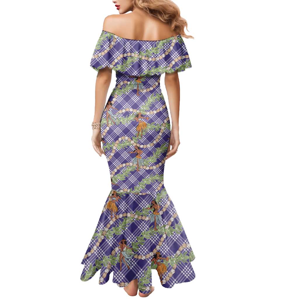 Lavender Palaka Hula Girls Seamless Hawaii Aloha Mermaid Dress - Polynesian Pride