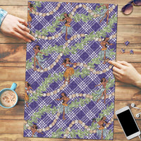 Lavender Palaka Hula Girls Seamless Hawaii Aloha Puzzle - Polynesian Pride