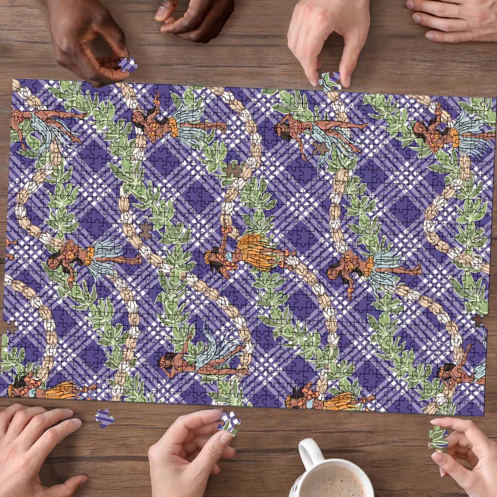 Lavender Palaka Hula Girls Seamless Hawaii Aloha Puzzle - Polynesian Pride
