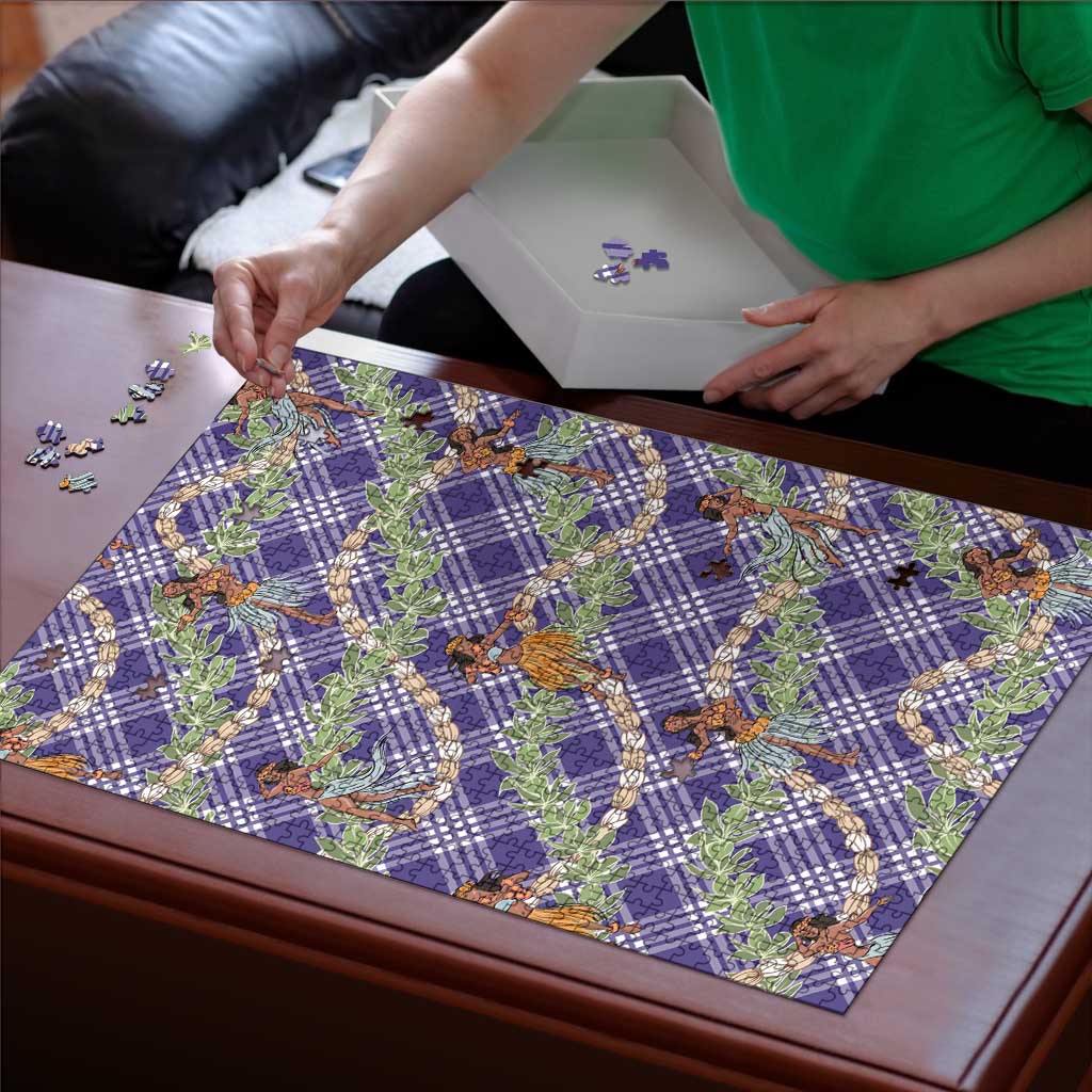 Lavender Palaka Hula Girls Seamless Hawaii Aloha Puzzle - Polynesian Pride
