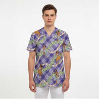 Lavender Palaka Hula Girls Seamless Hawaii Aloha Scrub Top - Polynesian Pride